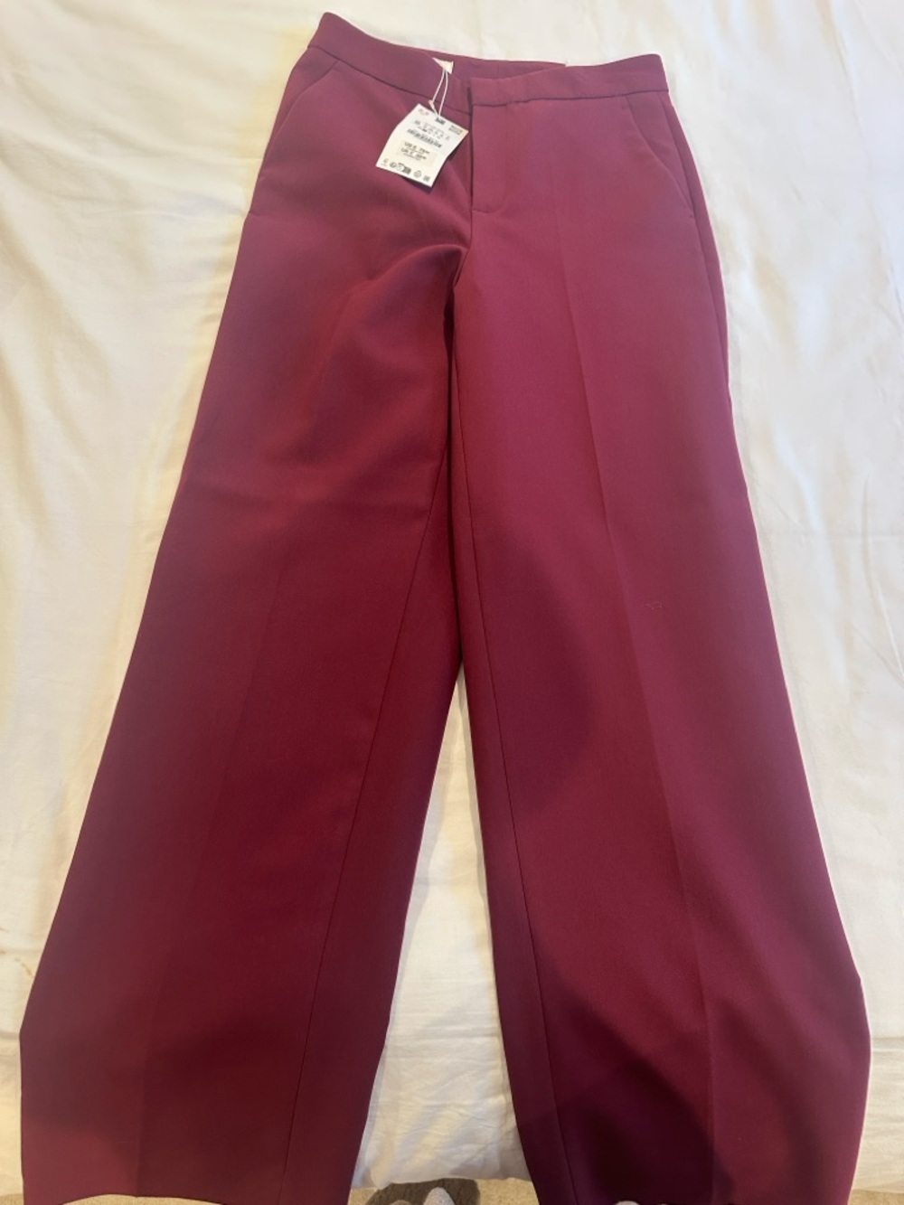 Zara feather cuff blazer XS and pants S set in burgundy - Picture 10 of 12